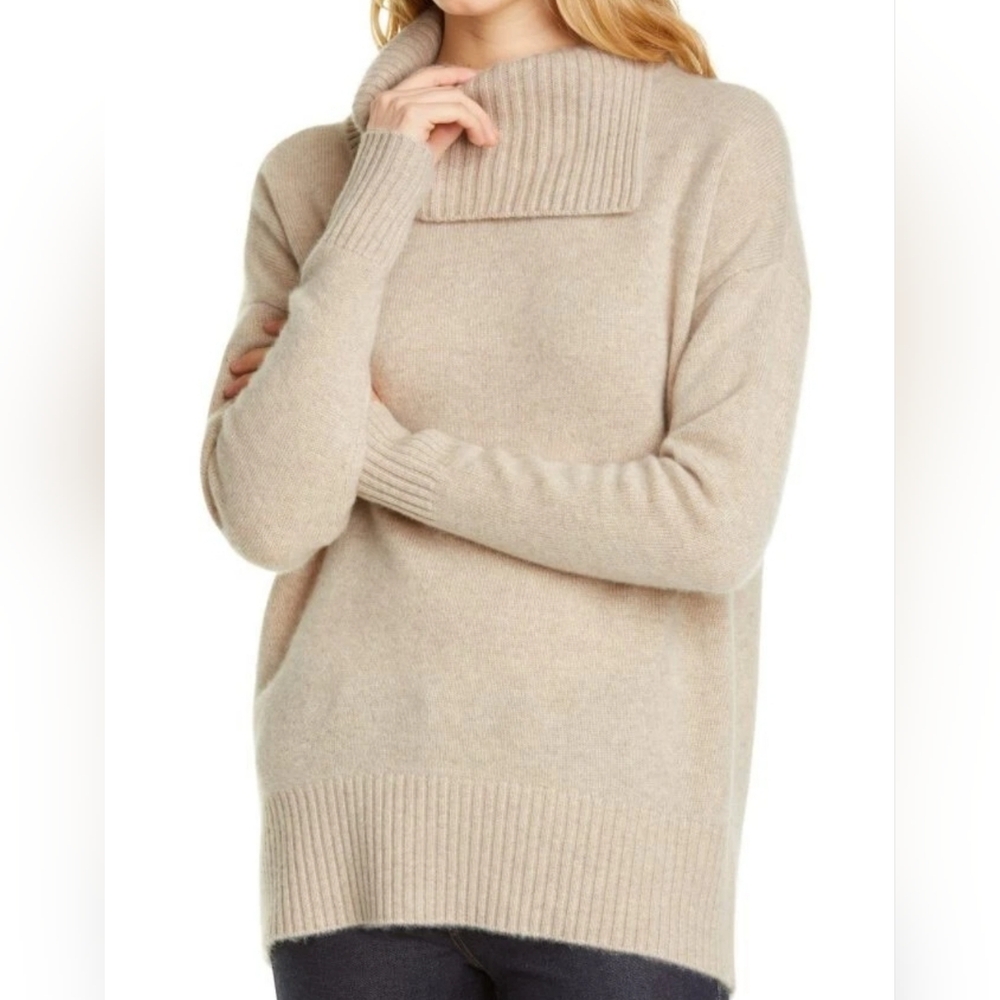 Nordstrom Signature Cashmere Pullover In Beige Size Lg S4214